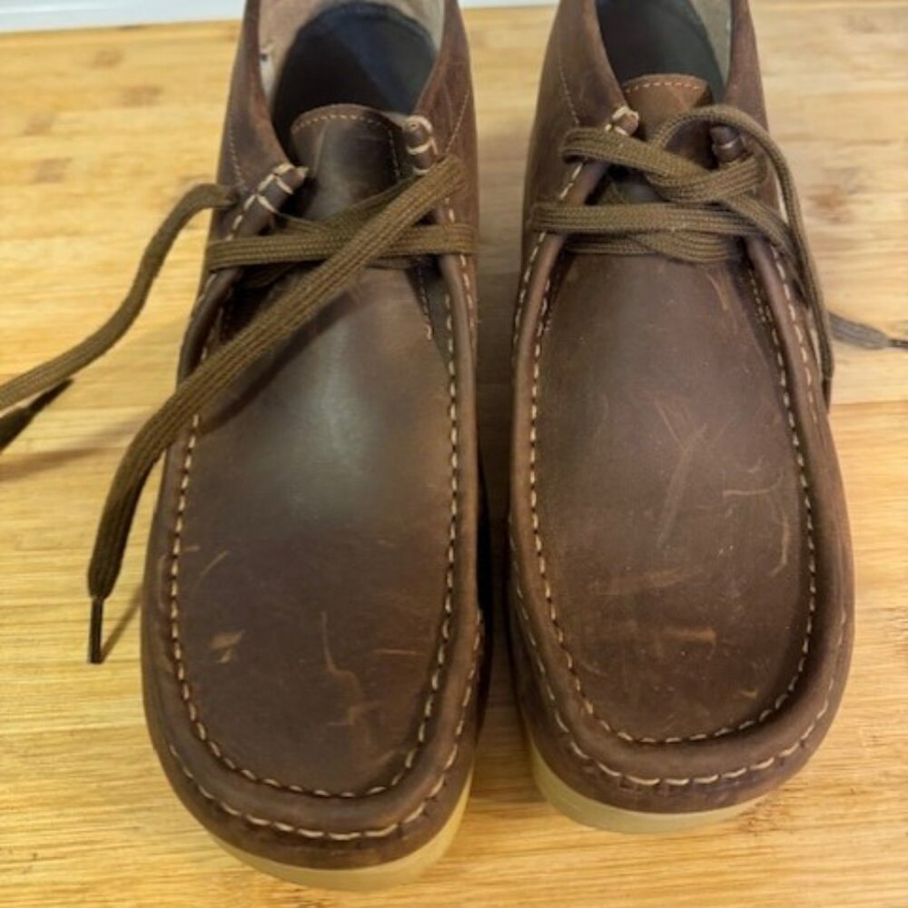 Clarks Men's Stinson Hi Chukka Boot Brown Oiled Leather – Wallabees - Picture 4 of 16